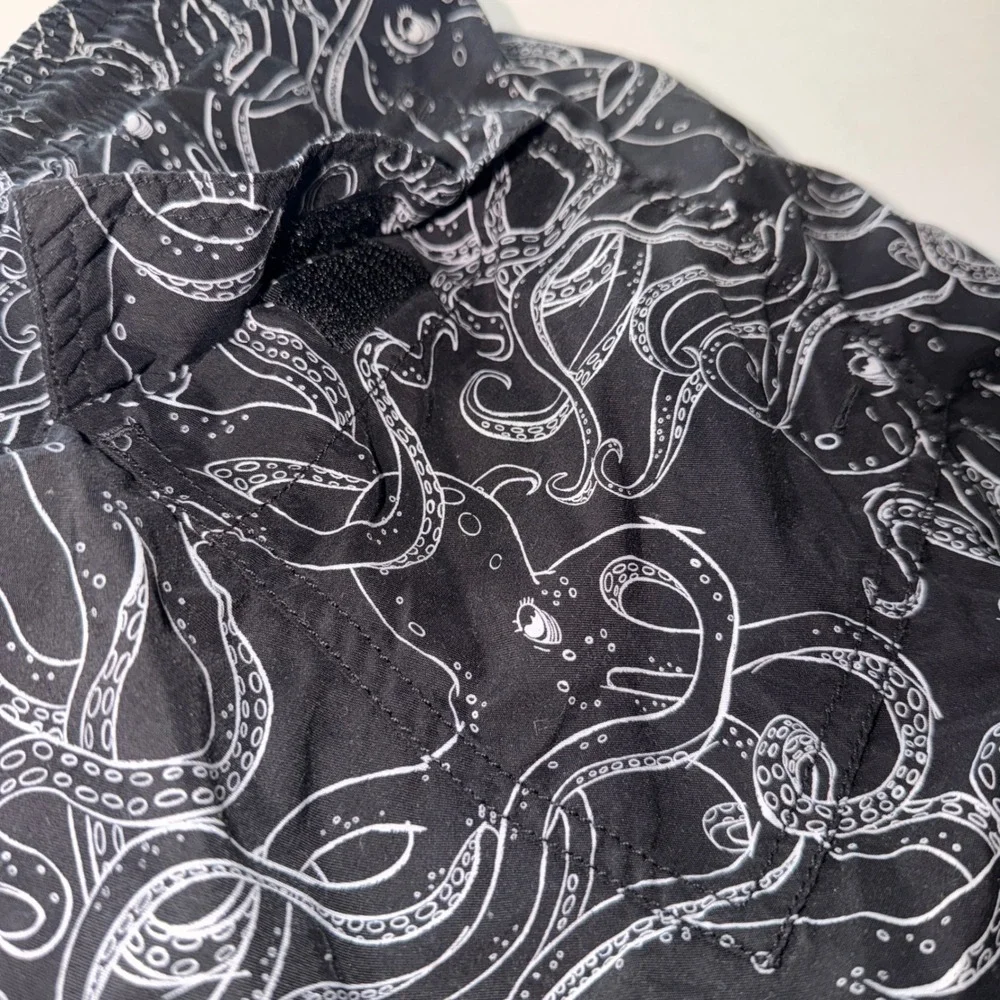Vilebrequin Moorea Swim Trunks Mens XXL Black White Octopus Poulpes Short Luxury